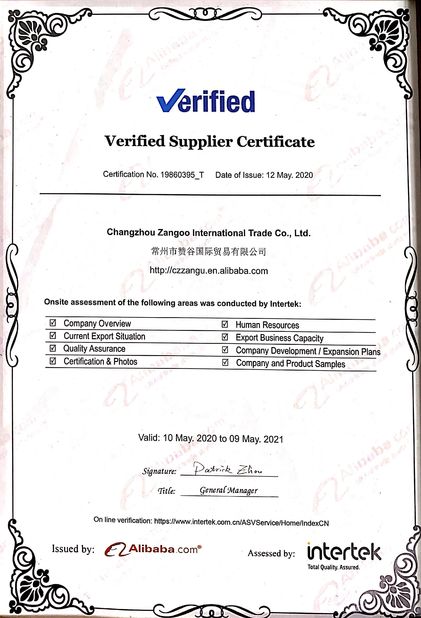 China Zangoo Auto Group Co., Ltd Certificações